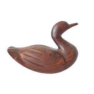 Hand Carved Duck Bird Decoy Ironwood Figurine Sculpture Wildlife Vintage MCM